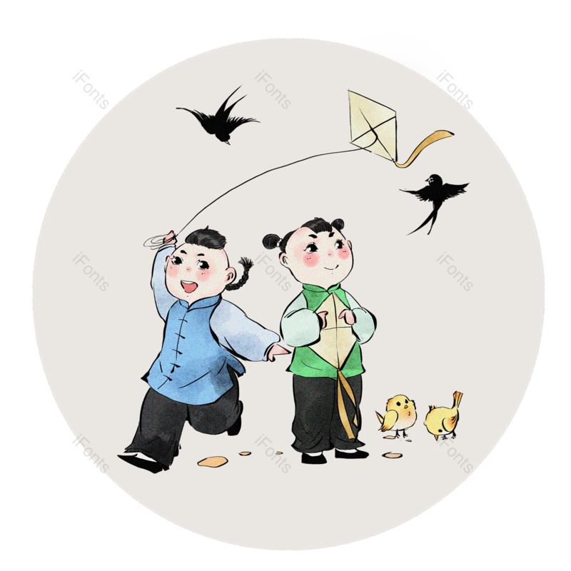 儿童图片,人物元素,风筝PNG,春季免抠素材